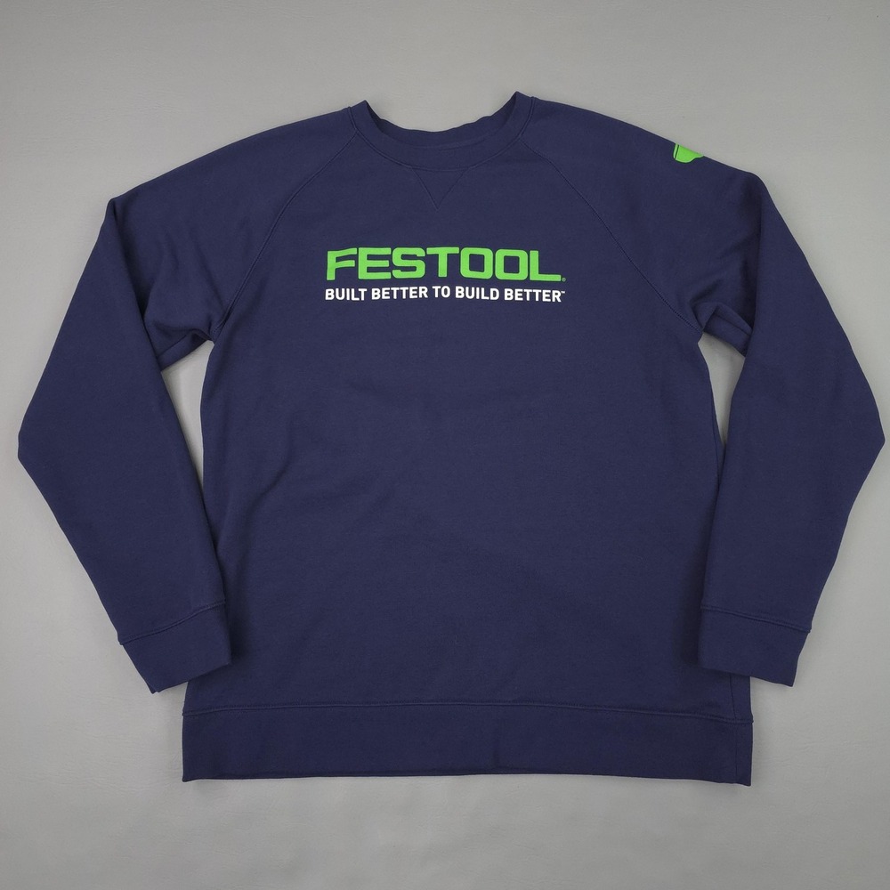 Festool Sweatshirt Mens XL Blue Logo Fleece Crewneck Woodworking Construction